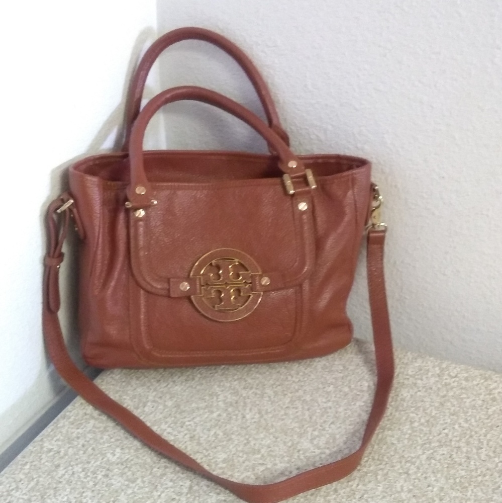 Tory Burch Amanda Brown Pebbled Leather Bag